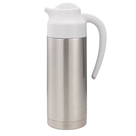 Service Ideas SteelVac Creamer, Vacuum Insulated Carafe, Stainless Vacuum, 1 Liter S2SN100WHT